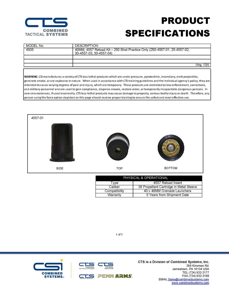 CTS 40MM 4557 Reload Kit